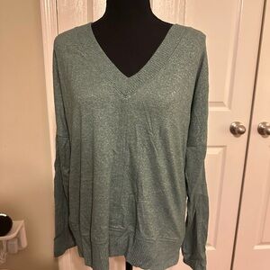 Stylish Teal V-Neck Sweater